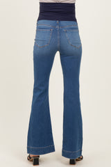 Blue Wide Hem Maternity Flare Jeans