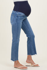 Blue Distressed Frayed Hem Kick Flare Maternity Jeans