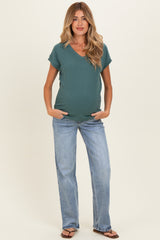 Blue Vintage Wash Slim Wide Leg Maternity Jeans