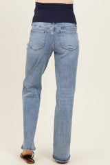 Blue Vintage Wash Slim Wide Leg Maternity Jeans