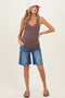 Navy Raw Hem Bermuda Maternity Jean Shorts