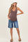 Navy Raw Hem Bermuda Maternity Jean Shorts