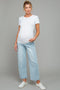 Light Blue Cropped Barrel Leg Maternity Jeans