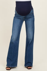 Navy Vintage Wash Maternity Flare Jeans