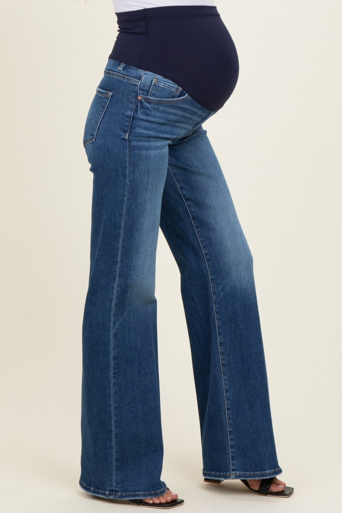 Navy Vintage Wash Maternity Flare Jeans