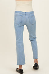 Light Blue Cropped Straight Leg Maternity Jeans