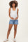 Blue Distressed Raw Hem Maternity Denim Shorts