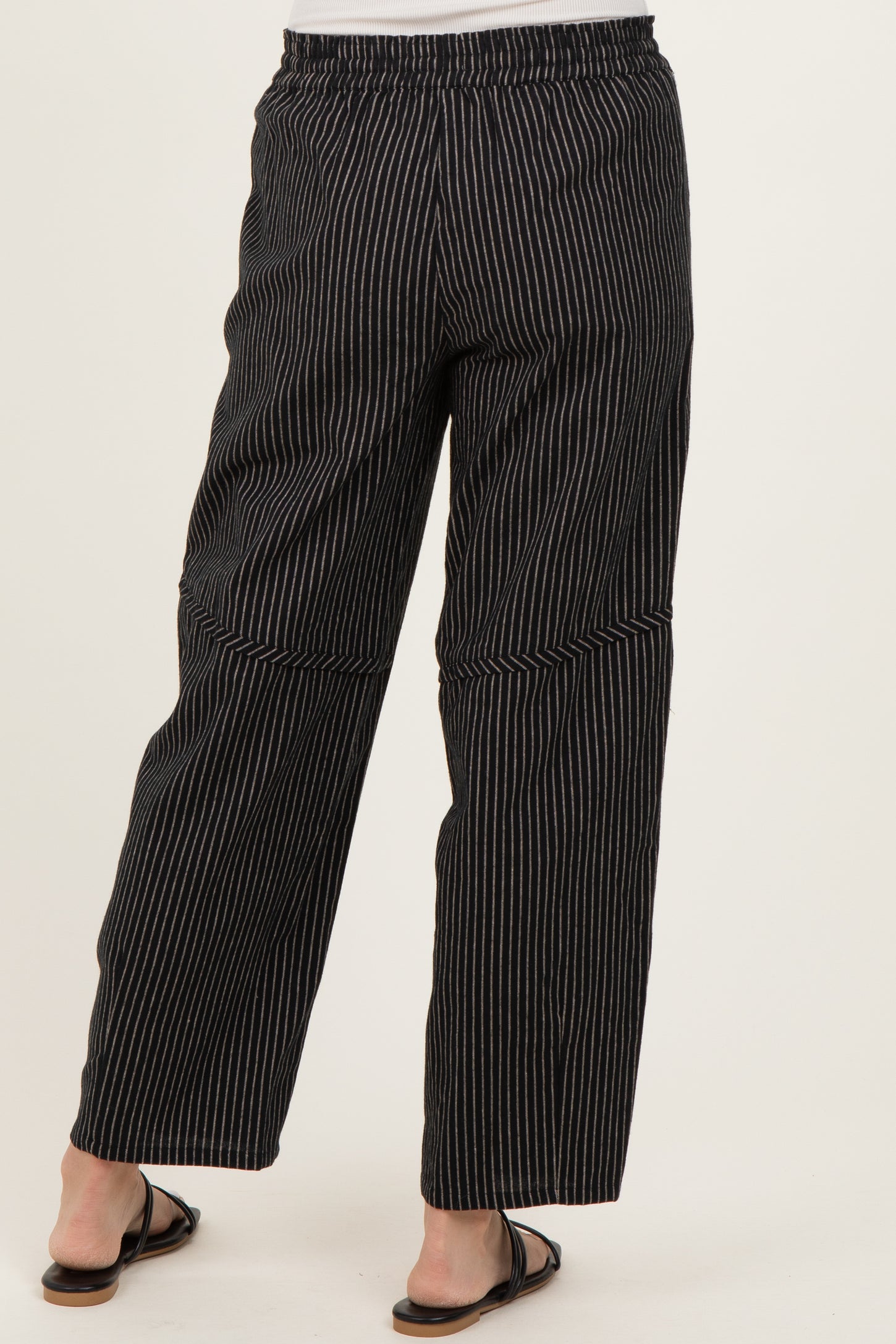 Black Striped Barrel Pants