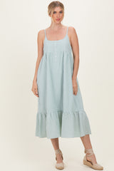 Sage Gingham Sleeveless Midi Dress