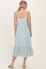 Sage Gingham Sleeveless Midi Dress