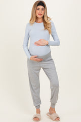 Heather Grey Maternity Band Jogger Pants