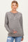 Taupe Striped Crew Neck Pullover Maternity Top