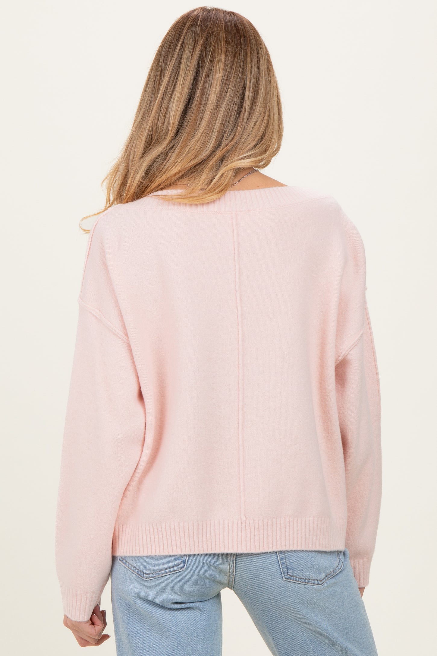Light Pink Boat Neck Maternity Sweater