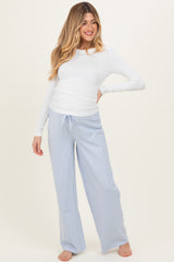 Light Blue Striped Front Tie Maternity Lounge Pants