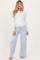 Light Blue Striped Front Tie Maternity Lounge Pants