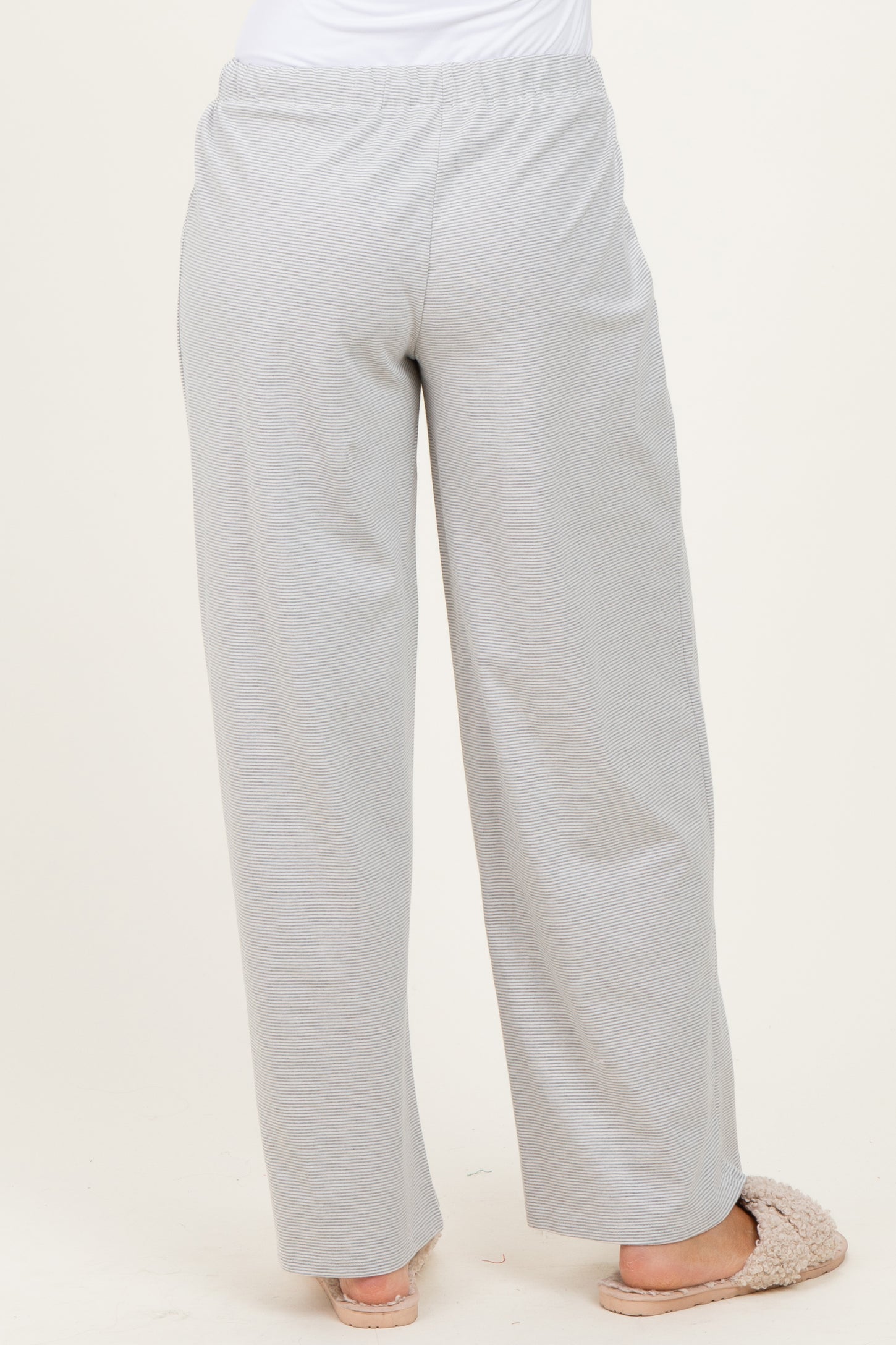 Heather Grey Striped Front Tie Lounge Pants