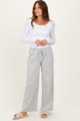 Heather Grey Striped Front Tie Lounge Pants