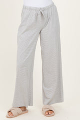 Heather Grey Striped Front Tie Lounge Pants