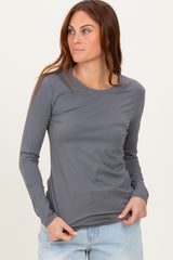 Slate Grey Basic Long Sleeve Top