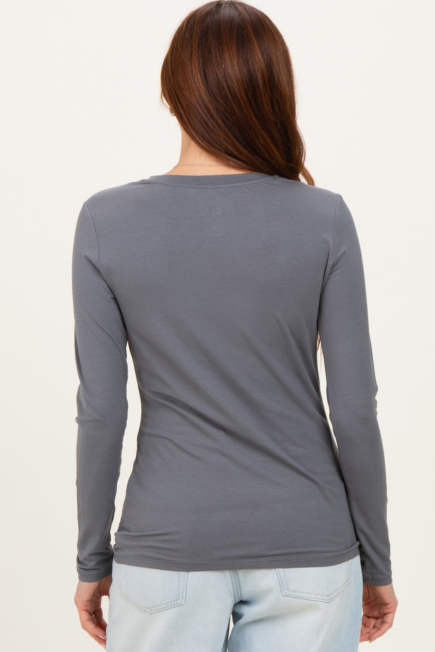 Slate Grey Basic Long Sleeve Top