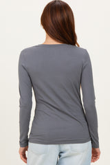 Slate Grey Basic Long Sleeve Top