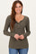 Olive Ribbed Long Sleeve Button Town Top