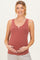 Rust Ribbed Split Neck Maternity Tank Top