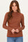 Rust Pinstriped Mock Neck Knit Top