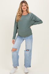Dark Jade Dolman Sleeve Maternity Knit Top
