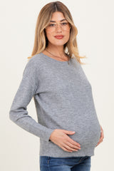 Heather Grey Boat Neck Maternity Sweater