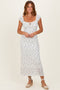 Ivory Multi Floral Cap Sleeve Midi Dress
