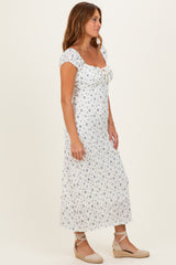 Ivory Multi Floral Cap Sleeve Midi Dress