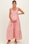 Pink Gingham Smocked Bodice Maternity Maxi Dress