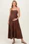 Mocha Flower Embroidered Maternity Midi Dress