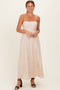 Beige Flower Embroidered Midi Dress