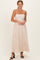 Beige Flower Embroidered Midi Dress