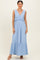 Light Blue Ribbed Sleeveless V-Neck Ruffle Tiered Maxi Dress