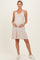 Cream/ Camel Striped Sleeveless Halter Maternity Mini Dress
