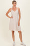 Cream/ Camel Striped Sleeveless Halter Mini Dress