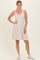 Cream/ Camel Striped Sleeveless Halter Mini Dress
