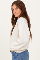 Ivory Stitch Detail V-Neck Oversized Sweater