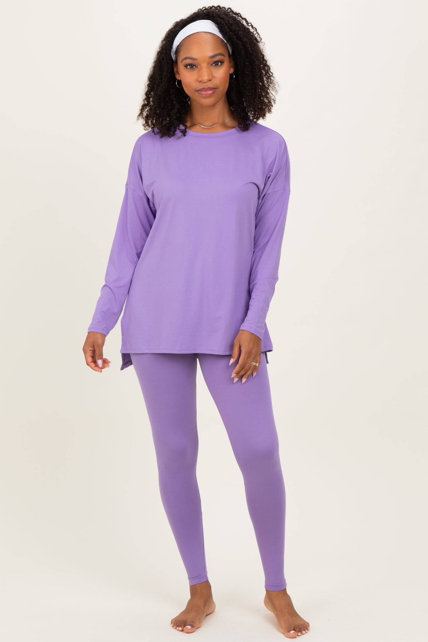 Lavender Brushed Knit Oversized Top and Legging Set