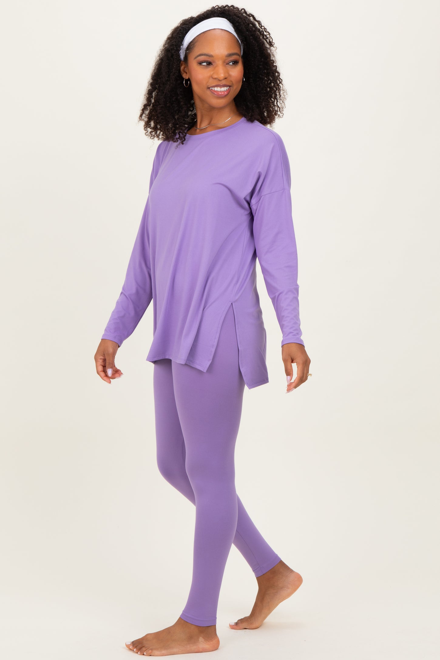 Lavender Brushed Knit Oversized Top and Legging Set