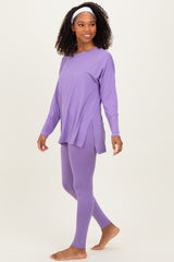 Lavender Brushed Knit Oversized Top and Legging Set