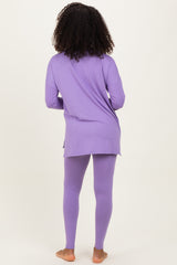Lavender Brushed Knit Oversized Top and Legging Set