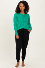 Green Long Sleeve Exposed Seam Top