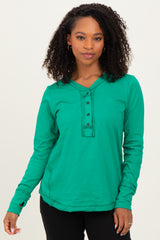 Green Long Sleeve Exposed Seam Top
