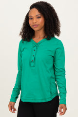 Green Long Sleeve Exposed Seam Top