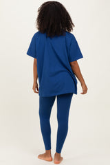 Navy Oversized Crewneck Short Sleeve and Legging Set