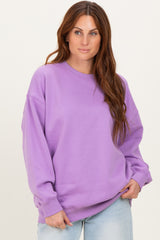 Lavender Oversized Maternity Fleece Sweatshirt